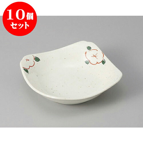 10個セット 中鉢 雪粉引赤絵花5.0角皿 [14 x 14 x 4cm] | 中鉢 盛鉢 取り鉢 ボウル 中 おすすめ 人気 食器 業務用 飲食店 カフェ うつわ 器 おしゃれ かわいい お洒落 ギフト プレゼント 引き出物 内祝い 結婚祝い 誕生日 贈り物 贈答品 食器セット