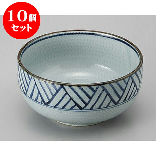 10個セット めん皿・めん鉢 手描アジロ6.0ボール [18 x 9.5cm] | そば 蕎麦 めん 麺おすすめ 人気 食器 業務用 飲食店 カフェ うつわ 器 おしゃれ かわいい お洒落 可愛い ギフト プレゼント 引き出物 内祝い 結婚祝い 誕生日 贈り物 贈答品 食器セット