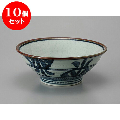 10個セット 丼 古染花紋5.8丼 [17.6 x 7.5cm] | お好み丼 丼ぶり カフェ丼 鉢 ラーメン そば うどん ボウル 食器 業務用 飲食店 カフェ うつわ 器 おしゃれ かわいい ギフト プレゼント 誕生日 贈り物 贈答品 食器セット｜せともの本舗