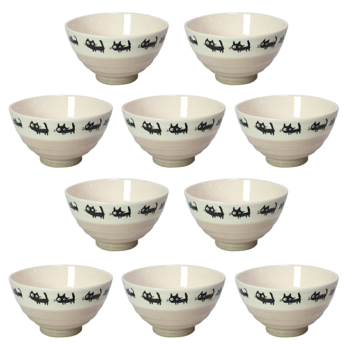 激安単価で 10個セット 夫婦茶碗 黒ねこベージュ飯碗 11 2 X 6 5cm 料亭 旅館 和食器 飲食店 業務用 茶碗 湯呑 ペア 夫婦 湯のみ ちゃわん 人気 おすすめ 食器 業務用 飲食店 カフェ うつわ 器 かわいい ギフト プレゼント 引き出物 誕生日