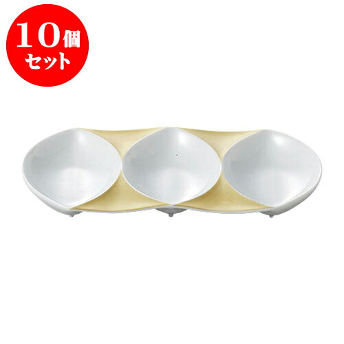 10個セット デリカウェア ゴールドマイカトリプルリーフプレート [22.7 x 11.6 x 2.5cm] | 人気 おすすめ 食器 洋食器 業務用 飲食店 カフェ うつわ 器 おしゃれ かわいい ギフト プレゼント 誕生日 贈答品 食器セット 食器セット