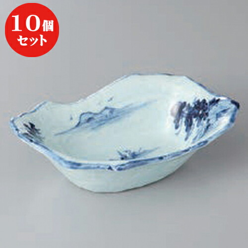 10個セット ☆ 向付 ☆手描き山水手作り風舟型鉢 [ 19 x 5.5cm ] | 和食器 鉢 小鉢 ボウル 浅鉢 料亭 ホテル 食器 業務用 飲食店 カフェ うつわ 器 おしゃれ かわいい ギフト プレゼント 内祝い 誕生日 贈り物 贈答品 おすすめ 食器セット｜せともの本舗 21,199円