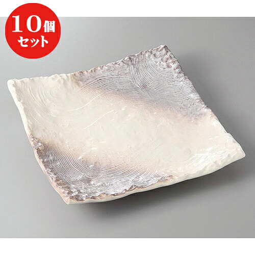 10個セット ☆ 萬古焼盛皿 ☆かすみ志野足付１０号正角皿 [ 31 x 31 x 5.3cm ] | 人気 おすすめ 食器 洋食器 業務用 飲食店 カフェ うつわ 器 おしゃれ かわいい ギフト プレゼント 誕生日 贈答品 食器セット 食器セット
