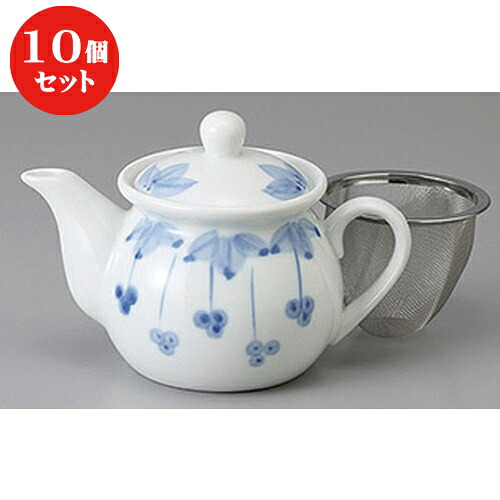 10個セット ☆ ポット ☆しだれ花染付ポット [ 10.5 x 11cm 350cc ] | 人気 おすすめ 食器 洋食器 業務用 飲食店 カフェ うつわ 器 おしゃれ かわいい ギフト プレゼント 誕生日 贈答品 食器セット 食器セット｜せともの本舗