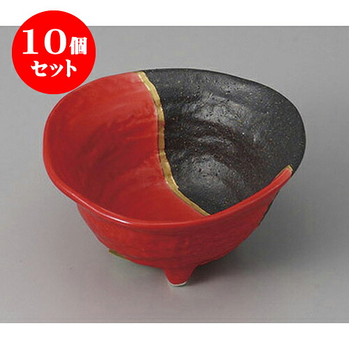 10個セット 小鉢 金線赤黒三つ足小鉢 [11 x 5.5cm] | 小鉢 小 小さい 鉢 ボウル 万能 人気 おすすめ 食器 業務用 飲食店 カフェ うつわ 器 おしゃれ かわいい ギフト プレゼント内祝い 結婚祝い 誕生日 贈り物 贈答品 食器セット