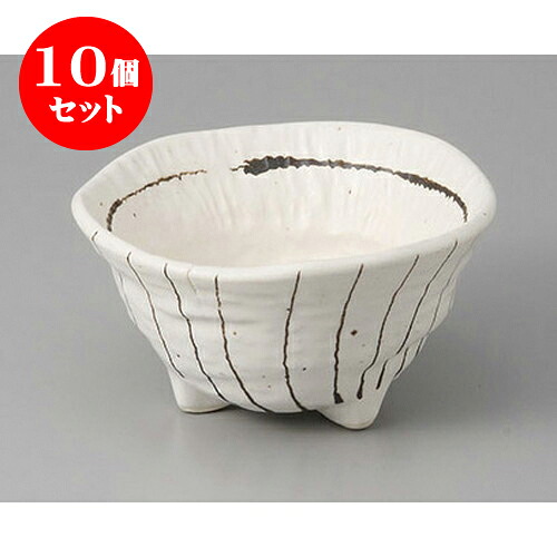 10個セット 小鉢 ストライプ(白)三ツ足小鉢 [11.4 x 6.1cm] | 小鉢 小 小さい 鉢 ボウル 万能 人気 おすすめ 食器 業務用 飲食店 カフェ うつわ 器 おしゃれ かわいい ギフト プレゼント内祝い 結婚祝い 誕生日 贈り物 贈答品 食器セット｜せともの本舗