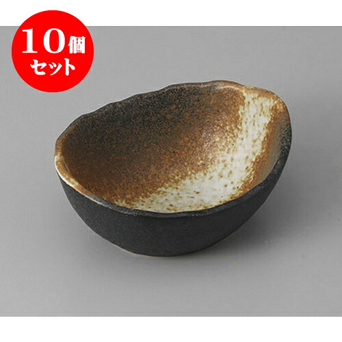 10個セット 小鉢 黒備前風まゆ型小鉢 [12.5 x 10 x 5.5cm] 土物 | 小鉢 小 小さい 鉢 ボウル 万能 人気 おすすめ 食器 業務用 飲食店 カフェ うつわ 器 おしゃれ かわいい ギフト プレゼント内祝い 結婚祝い 誕生日 贈り物 贈答品 食器セット｜せともの本舗