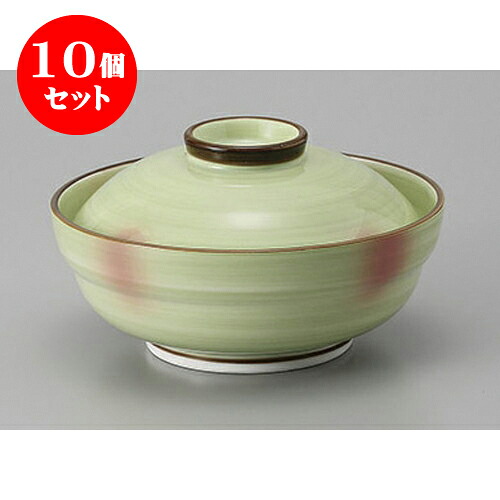 10個セット蓋向 若草吹京蓋物 [14.3 x 8cm] 強化 | 煮物 料亭 旅館 割烹 碗 人気 おすすめ 食器 業務用 飲食店 カフェ うつわ 器 おしゃれ かわいい ギフト プレゼント 引き出物 誕生日 贈り物 贈答品 食器セット