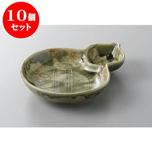 10個セット 仕切皿 織部ライン流しひさご仕切皿 [20.5 x 16.2 x 3.7cm] | 焼肉 ビュッフェ タレ入れ 人気 おすすめ 食器 業務用 飲食店 カフェ うつわ 器 おしゃれ かわいい ギフト プレゼント 引き出物 誕生日 贈り物 贈答品 食器セット｜せともの本舗