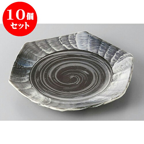 10個セット 和皿 青吹白タタキ六角皿 [17 x 15.7 x 2.5cm] 土物 | 取り皿 フルーツ皿 菓子皿 食器 業務用 飲食店 カフェ うつわ 器 おしゃれ かわいい お洒落 可愛いギフト プレゼント 引き出物 内祝い 結婚祝い 誕生日 贈り物 贈答品 おすすめ 人気 食器セット