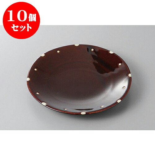 10個セット 丸盛皿 天目ドット平皿　中 [20.7 x 2.4cm] 土物 | 盛り皿 盛皿 人気 おすすめ フルーツ皿 パーティー パスタ皿 食器 業務用 飲食店 カフェ うつわ 器 ギフト プレゼント 引き出物 誕生日 贈り物 贈答品 おしゃれ かわいい 食器セット