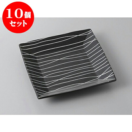 10個セット 正角盛皿 黒地小枝白線21cm角深皿 [21 x 21 x 3.7cm] | 盛り皿 盛皿 人気 おすすめ フルーツ皿 パーティー パスタ皿 食器 業務用 飲食店 カフェ うつわ 器 ギフト プレゼント 引き出物 誕生日 贈り物 贈答品 おしゃれ かわいい 食器セット｜せともの本舗