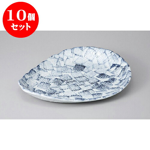 10個セット 変形盛皿 染付和紙絵変型皿大 [33 x 26 x 3.2cm] | 変形皿 お皿 和皿 人気 おすすめ 食器 業務用 飲食店 カフェ うつわ 器 おしゃれ ギフト プレゼント 引き出物 内祝い 結婚祝い 誕生日 贈り物 贈答品 食器セット
