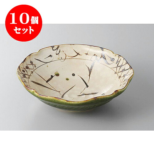 10個セット 大鉢・盛鉢 織部芦花形盛鉢 [20.5 x 6.2cm] 土物 | 盛り鉢 盛鉢 万能 取り鉢 おすすめ 食器 業務用 飲食店 カフェ うつわ 器 おしゃれ かわいい お洒落 可愛い おしゃれ かわいい お洒落 可愛い 食器セット