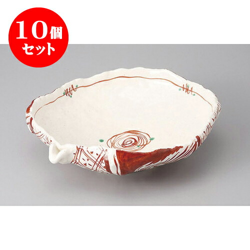 10個セット 変形盛鉢 赤絵片口大平鉢 [24 x 22 x 7.5cm] | 盛り鉢 盛鉢 万能 取り鉢 おすすめ 食器 業務用 飲食店 カフェ うつわ 器 おしゃれ かわいい お洒落 可愛い おしゃれ かわいい お洒落 可愛い 食器セット｜せともの本舗