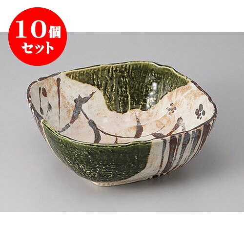 10個セット 変形盛鉢 織部7.0角鉢 [20.5 x 20.5 x 8.3cm] 土物 | 盛り鉢 盛鉢 万能 取り鉢 おすすめ 食器 業務用 飲食店 カフェ うつわ 器 おしゃれ かわいい お洒落 可愛い おしゃれ かわいい お洒落 可愛い 食器セット｜せともの本舗
