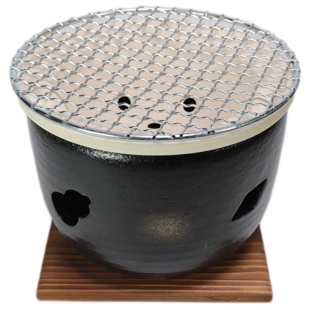 コンロ 黒5号伊勢コンロ(金網・板付) [16.7 x 12.5cm] 直火 【料亭 旅館 和食器 飲食店 業務用】