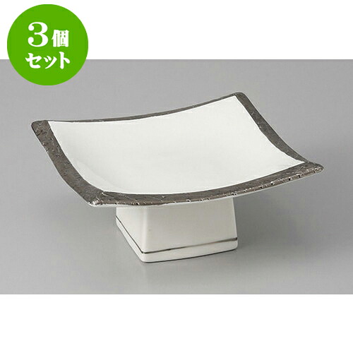 3個仕掛ける 向付 渕プラチナ正角4.5高さ皿 [13.5 x 13.5 x 5.5糎] | 和食器 鉢 小鉢 どんぶり鉢 浅鉢 食べ物屋 泊まり 食器 お役目用 飲食店 喫茶店 うつわ 器 今めかしい 可愛らしい 差し上げ物 差し上げ物 内祝い 生まれ落ちる日 差し上げ物 譲りわたす品 おすすめ 食器仕掛ける