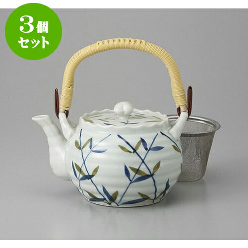 3個セット 土瓶 新つゆ草六兵4号土瓶Uアミ付 [12.3 x 10.4cm 600cc] | ポット 急須 土瓶 お茶 大きい 一服 まったり 人気 おすすめ 食器 業務用 飲食店 カフェ うつわ 器 おしゃれ かわいい ギフト プレゼント 引き出物 誕生日 贈り物 贈答品 食器セット