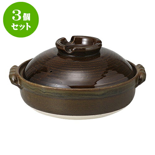 3個セット 土鍋 鉄釉6号鍋 [21.3 x 19 x 11.3cm] | 土鍋 小さい 1人用 1人鍋 2人用 インスタ あったかい ほかほか 人気 おすすめ 食器 業務用 飲食店 カフェ うつわ 器 おしゃれ かわいい ギフト プレゼント 引き出物 誕生日 贈り物 贈答品 食器セット