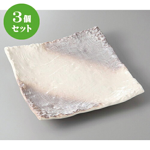 3個セット☆ 萬古焼盛皿 ☆かすみ志野足付１０号正角皿 [ 31 x 31 x 5.3cm ] | 人気 おすすめ 食器 洋食器 業務用 飲食店 カフェ うつわ 器 おしゃれ かわいい ギフト プレゼント 誕生日 贈答品 食器セット 食器セット｜せともの本舗