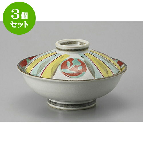 3個セット 蓋向 十草赤丸紋蓋向 [16 x 8.7cm] | 煮物 料亭 旅館 割烹 碗 人気 おすすめ 食器 業務用 飲食店 カフェ うつわ 器 おしゃれ かわいい ギフト プレゼント 引き出物 誕生日 贈り物 贈答品 食器セット