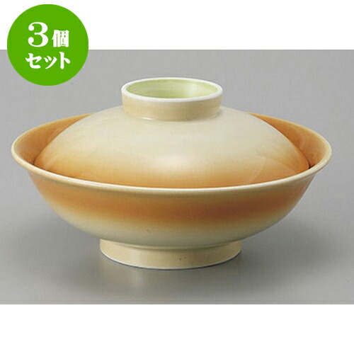 3個セット 蓋向 黄彩平蓋向 [16.7 x 9cm] | 煮物 料亭 旅館 割烹 碗 人気 おすすめ 食器 業務用 飲食店 カフェ うつわ 器 おしゃれ かわいい ギフト プレゼント 引き出物 誕生日 贈り物 贈答品 食器セット