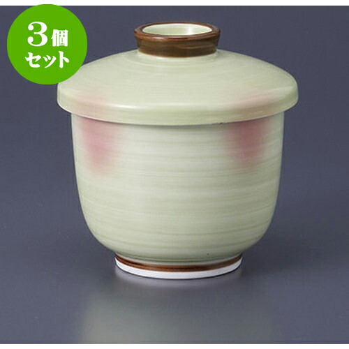 3個セット むし碗 若草吹京むし碗 [8.5 x 8.5cm] | 茶碗蒸し ちゃわんむし 蒸し器 寿司屋 碗 むし碗 食器 業務用 飲食店 おしゃれ かわいい ギフト プレゼント 引き出物 誕生日 贈り物 贈答品 食器セット