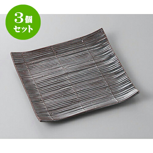 3個仕掛ける 正角盛皿 鉄砂スダレ角お皿(ハマなし) [23 x 23 x 3.3糎] | 真っ盛り皿 盛皿 一般受け おすすめ フルーツ皿 寄りあい パスタ皿 食器 お役目用 飲食店 喫茶店 うつわ 器 差し上げ物 差し上げ物 差し上げ物 生まれ落ちる日 差し上げ物 譲りわたす品 今めかしい 可愛らしい 食器仕掛ける
