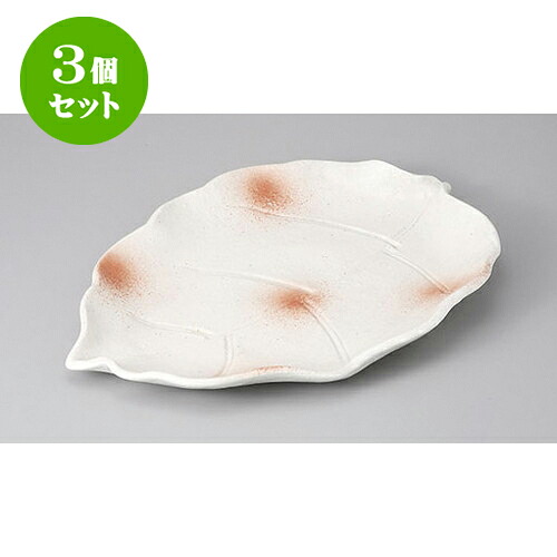 3個セット 変形盛皿 粉引葉形オードブル [36.7 x 26 x 4.2cm] | 変形皿 お皿 和皿 人気 おすすめ 食器 業務用 飲食店 カフェ うつわ 器 おしゃれ ギフト プレゼント 引き出物 内祝い 結婚祝い 誕生日 贈り物 贈答品 食器セット