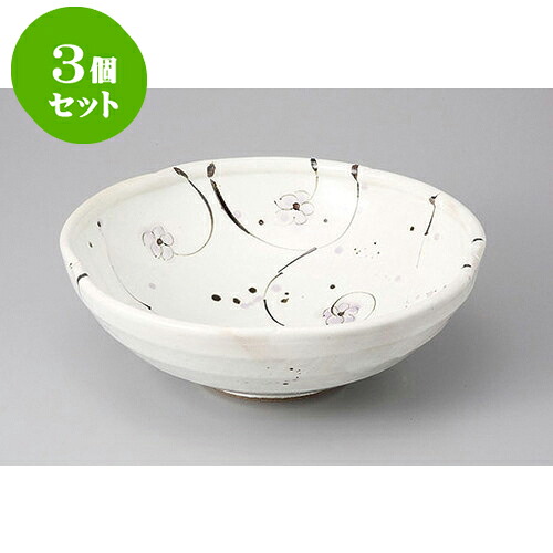 3個セット 大鉢・盛鉢 粉引小花盛鉢 [25 x 9cm] | 盛り鉢 盛鉢 万能 取り鉢 おすすめ 食器 業務用 飲食店 カフェ うつわ 器 おしゃれ かわいい お洒落 可愛い おしゃれ かわいい お洒落 可愛い 食器セット