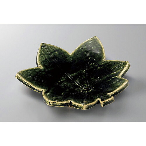 前菜皿 織部モミジ皿 [18 x 18.5 x 3.5cm] 土物 | 付出 前菜 アラカルト 人気 おすすめ 食器 業務用 飲食店 カフェ うつわ 器 おしゃれ かわいい ギフト プレゼント 引き出物 誕生日 贈り物 贈答品