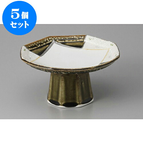 5個セット 向付 織部間取りラスター彩八角高台鉢 [16.7 x 16.7 x 8.4cm] | 和食器 鉢 小鉢 ボウル 浅鉢 料亭 ホテル 食器 業務用 飲食店 カフェ うつわ 器 おしゃれ かわいい ギフト プレゼント 内祝い 誕生日 贈り物 贈答品 おすすめ 食器セット