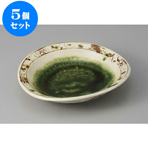 5個仕掛ける 向付 織部渕唐草浅鉢 [19.2 x 18.7 x 4.2糎] | 和食器 鉢 小鉢 どんぶり鉢 浅鉢 食べ物屋 泊まり 食器 お役目用 飲食店 喫茶店 うつわ 器 今めかしい 可愛らしい 差し上げ物 差し上げ物 内祝い 生まれ落ちる日 差し上げ物 譲りわたす品 おすすめ 食器仕掛ける