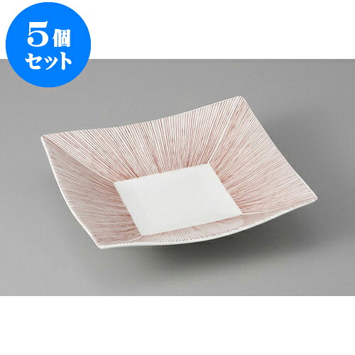 5個セット 向付 千本赤十草正角6.0深皿 [18.5 x 18.5 x 5cm] | 和食器 鉢 小鉢 ボウル 浅鉢 料亭 ホテル 食器 業務用 飲食店 カフェ うつわ 器 おしゃれ かわいい ギフト プレゼント 内祝い 誕生日 贈り物 贈答品 おすすめ 食器セット｜せともの本舗