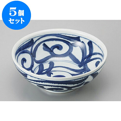 5個セット めん皿・めん鉢 藍草紋麺鉢 [21 x 8.2cm] | そば 蕎麦 めん 麺おすすめ 人気 食器 業務用 飲食店 カフェ うつわ 器 おしゃれ かわいい お洒落 可愛い ギフト プレゼント 引き出物 内祝い 結婚祝い 誕生日 贈り物 贈答品 食器セット