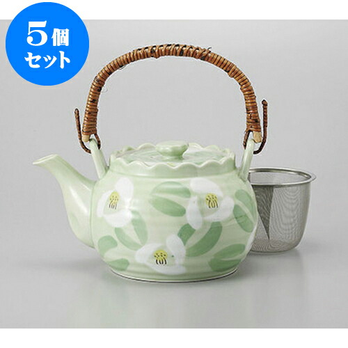 5個セット 有田焼土瓶 有田焼緑山茶花六兵ェU付6号土瓶 [850cc] | ポット 急須 土瓶 お茶 大きい 一服 まったり 人気 おすすめ 食器 業務用 飲食店 カフェ うつわ 器 おしゃれ かわいい ギフト プレゼント 引き出物 誕生日 贈り物 贈答品 食器セット