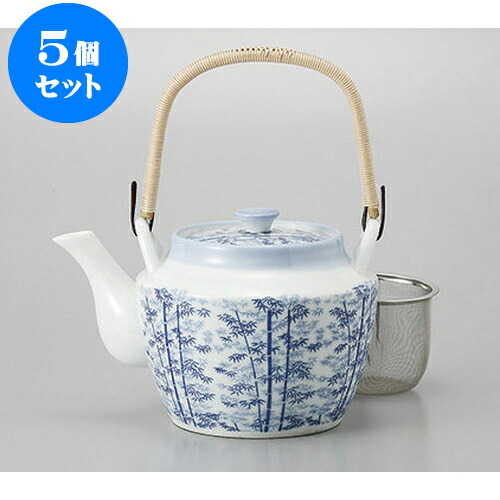 5個セット 土瓶 竹林8.0土瓶　ヘソと篭網付 [1550cc] | ポット 急須 土瓶 お茶 大きい 一服 まったり 人気 おすすめ 食器 業務用 飲食店 カフェ うつわ 器 おしゃれ かわいい ギフト プレゼント 引き出物 誕生日 贈り物 贈答品 食器セット｜せともの本舗