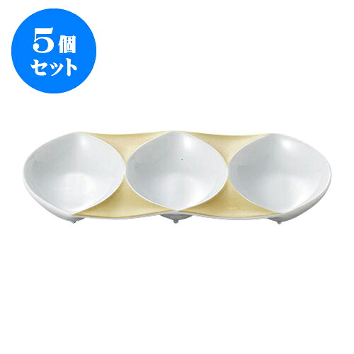 5個セット デリカウェア ゴールドマイカトリプルリーフプレート [22.7 x 11.6 x 2.5cm] | 人気 おすすめ 食器 洋食器 業務用 飲食店 カフェ うつわ 器 おしゃれ かわいい ギフト プレゼント 誕生日 贈答品 食器セット 食器セット