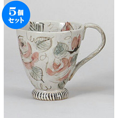 5個セット マグカップ バラ園(赤)マグ [12 x 9.3 x 10.5cm 300cc] | 人気 おすすめ 食器 洋食器 業務用 飲食店 カフェ うつわ 器 おしゃれ かわいい ギフト プレゼント 誕生日 贈答品 食器セット 食器セット