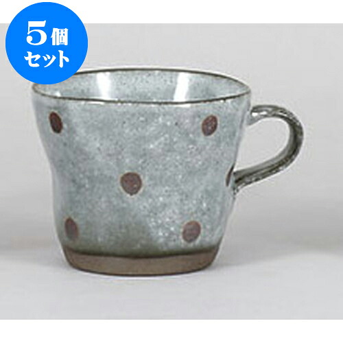 5個セット マグカップ サビ水玉　グレーねじりマグ [9.5 x 11.7 x 7.8cm 300cc] | マグ マグカップ コーヒー 紅茶 ティー 人気 おすすめ 食器 洋食器 業務用 飲食店 カフェ うつわ 器 ギフト プレゼント 引き出物 誕生日 贈り物 贈答品 自宅 イベント おうち 食器セット｜せともの本舗