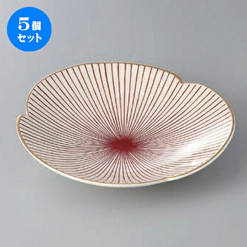 5個セット ☆ 向付 ☆千本赤十草三つ割平鉢 [ 20 x 19.5 x 3.5cm ] | 和食器 鉢 小鉢 ボウル 浅鉢 料亭 ホテル 食器 業務用 飲食店 カフェ うつわ 器 おしゃれ かわいい ギフト プレゼント 内祝い 誕生日 贈り物 贈答品 おすすめ 食器セット