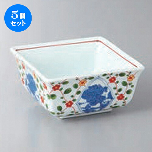 5個セット☆ 小鉢 ☆赤入山水四角中鉢 [ 10 x 10 x 5cm ] | 小鉢 小 小さい 鉢 ボウル 万能 人気 おすすめ 食器 業務用 飲食店 カフェ うつわ 器 おしゃれ かわいい ギフト プレゼント内祝い 結婚祝い 誕生日 贈り物 贈答品 食器セット