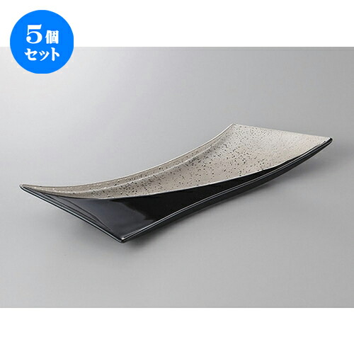 5個セット☆ 前菜皿 ☆黒プラチナ剣先長皿 [ 35 x 7.5 x 4cm ] | 付出 前菜 アラカルト 人気 おすすめ 食器 業務用 飲食店 カフェ うつわ 器 おしゃれ かわいい ギフト プレゼント 引き出物 誕生日 贈り物 贈答品 食器セット