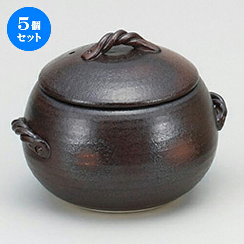 5個セット☆ ごはん鍋 ☆黒丸ごはん鍋(小)３合炊 [ 21 x 18 x 16.5cm ] | 人気 おすすめ 食器 洋食器 業務用 飲食店 カフェ うつわ 器 おしゃれ かわいい ギフト プレゼント 誕生日 贈答品 食器セット 食器セット