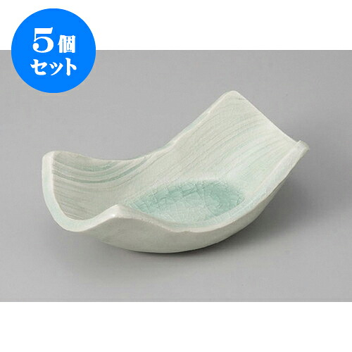 5個セット 小鉢 青磁流水紋舟形小鉢 [14 x 8.5 x 4.8cm] | 小鉢 小 小さい 鉢 ボウル 万能 人気 おすすめ 食器 業務用 飲食店 カフェ うつわ 器 おしゃれ かわいい ギフト プレゼント内祝い 結婚祝い 誕生日 贈り物 贈答品 食器セット｜せともの本舗