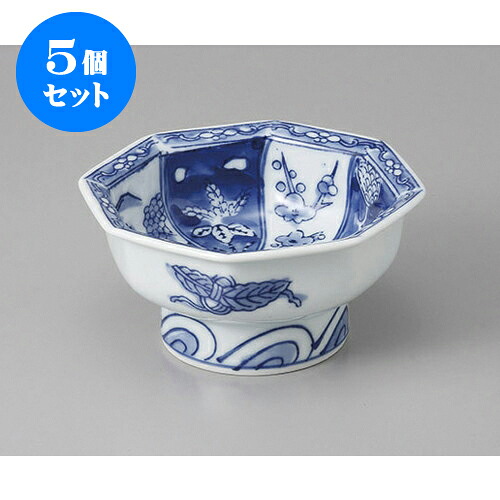 5個セット 小鉢 八角高台祥瑞小鉢 [12.4 x 6cm] | 小鉢 小 小さい 鉢 ボウル 万能 人気 おすすめ 食器 業務用 飲食店 カフェ うつわ 器 おしゃれ かわいい ギフト プレゼント内祝い 結婚祝い 誕生日 贈り物 贈答品 食器セット｜せともの本舗