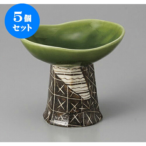 5個セット 高台小付 グリーン楕円高台小付 [11.2 x 9.7 x 9.7cm] | 和食器 鉢 小鉢 ボウル 料亭 ホテル 食器 業務用 飲食店 カフェ うつわ 器 おしゃれ かわいい ギフト プレゼント 内祝い 誕生日 贈り物 贈答品 おすすめ 食器セット