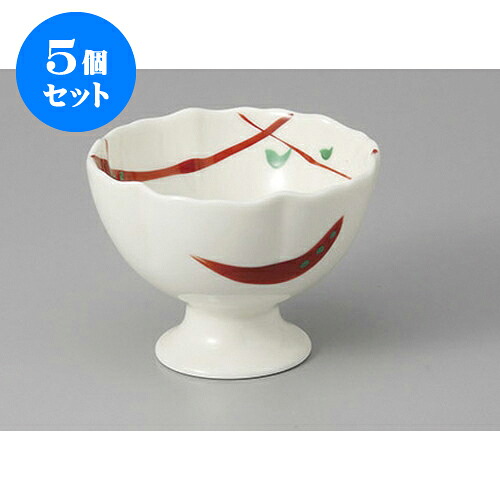 5個セット 小付 アイボリー赤絵高台小付 [8.5 x 6.5cm] | 和食器 鉢 小鉢 ボウル 料亭 ホテル 食器 業務用 飲食店 カフェ うつわ 器 おしゃれ かわいい ギフト プレゼント 内祝い 誕生日 贈り物 贈答品 おすすめ 食器セット