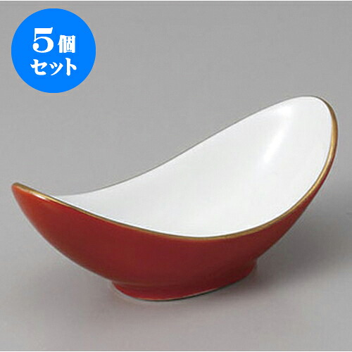 5個セット 珍味 渕金赤吹舟形珍味 [10.3 x 5 x 4.3cm] | 珍味 小付け 小鉢 小皿 お漬物 薬味入れ おすすめ 人気 食器 業務用 飲食店 カフェ うつわ 器 おしゃれ かわいい お洒落 可愛い ギフト プレゼント 引き出物 内祝い 結婚祝い 誕生日 贈り物 贈答品 食器セット